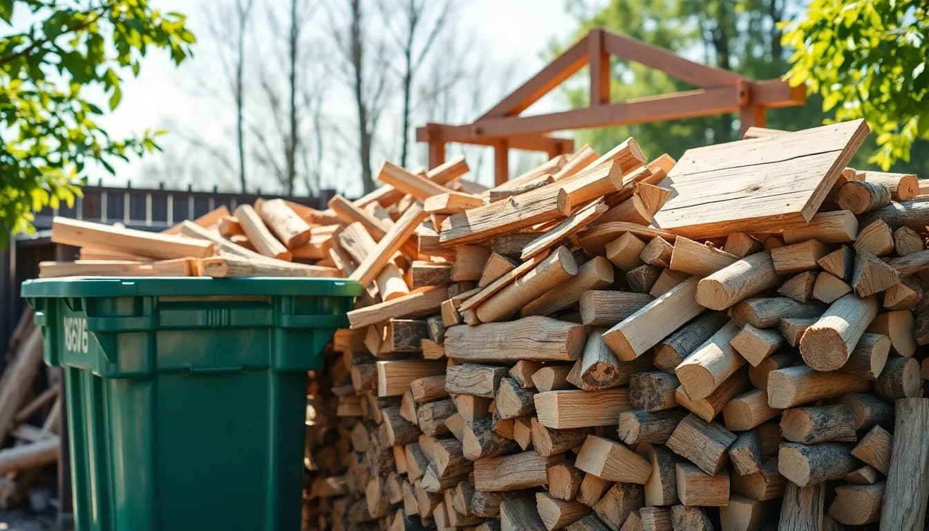 Holz und Altholz sortiert zur Entsorgung am Wertstoffhof