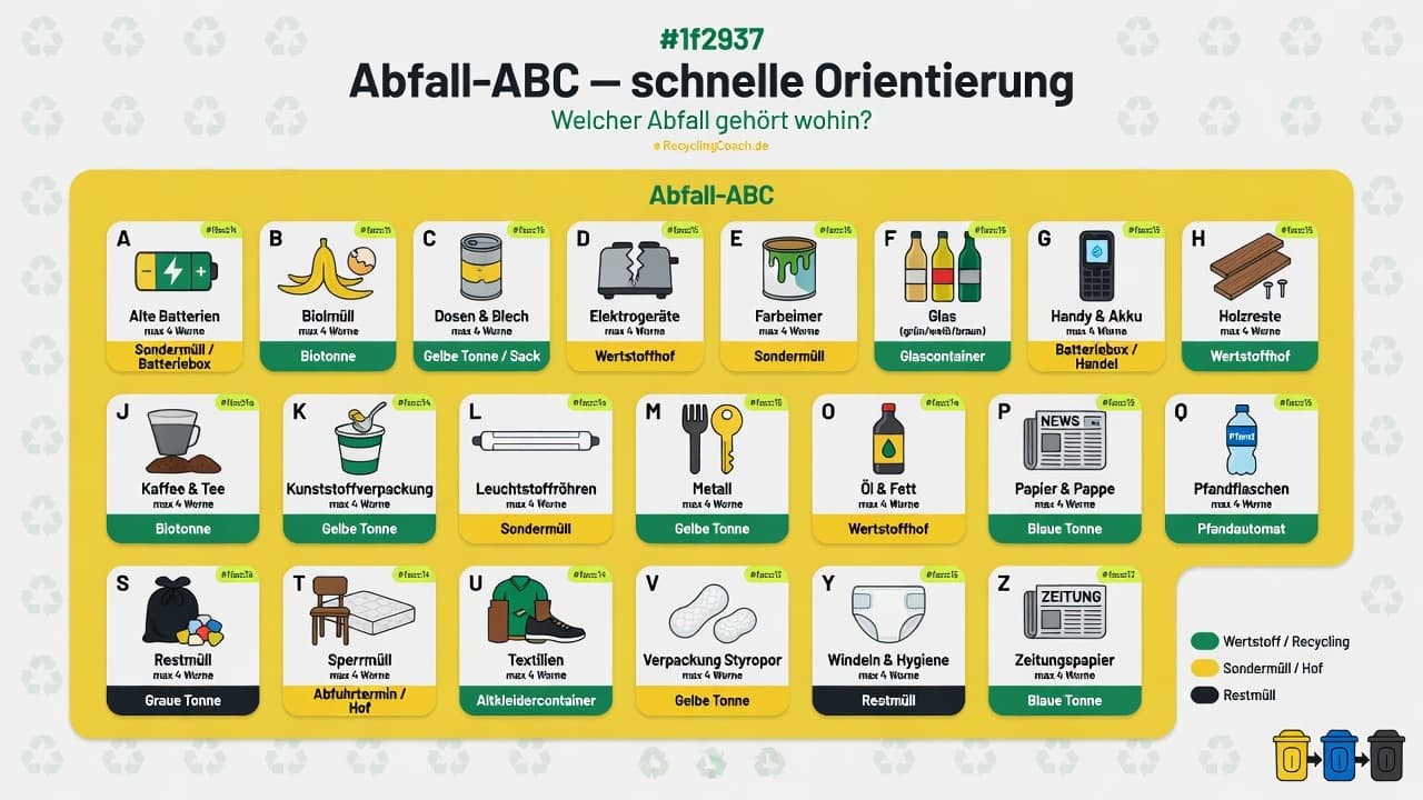Infografik: Abfall-ABC — Abfall zu Entsorgungsweg
