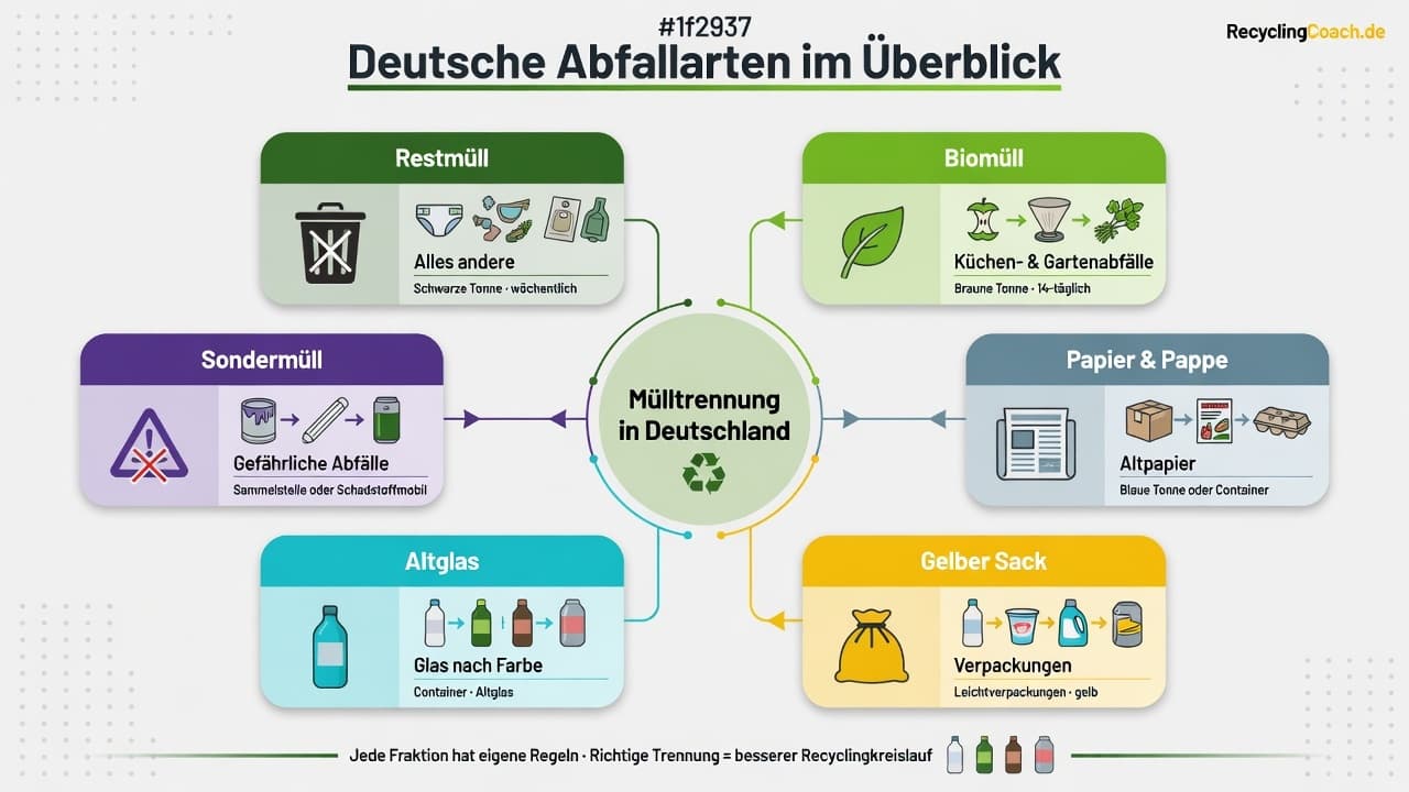 Infografik: Übersicht der wichtigsten Abfallarten in Deutschland