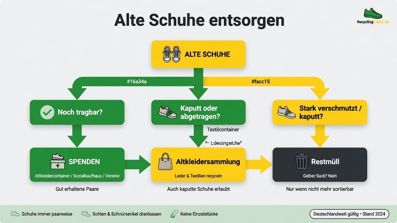 Infografik: Schuhe entsorgen — Spenden vs. Restmüll