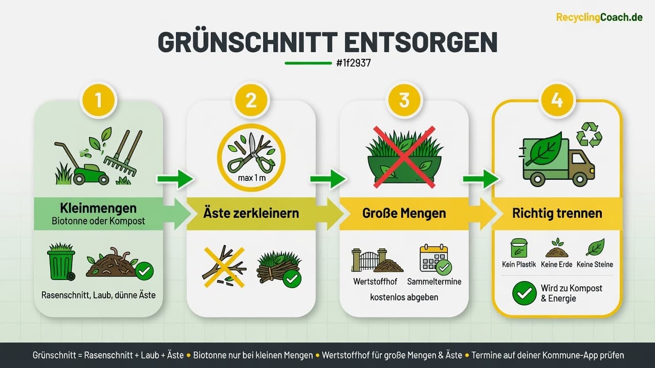 Infografik: Grünschnitt-Entsorgung in 4 Schritten