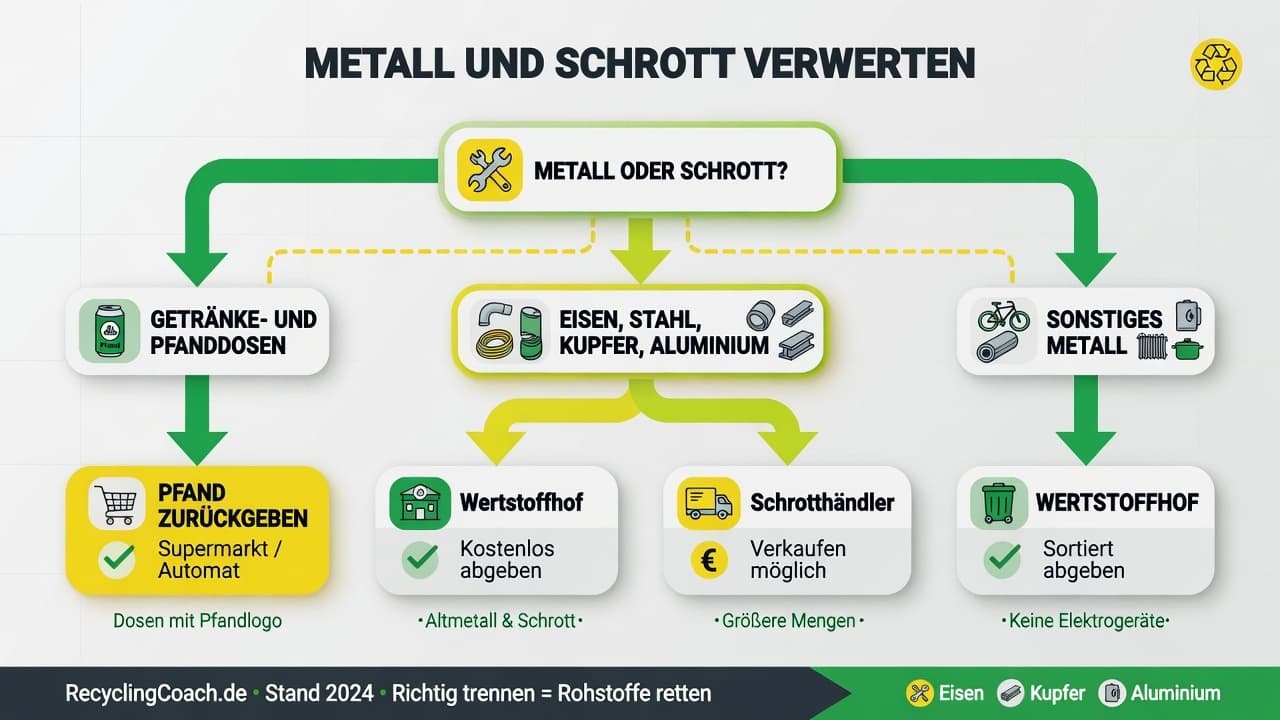 Infografik: Metallentsorgung — Wertstoffhof vs. Schrotthändler