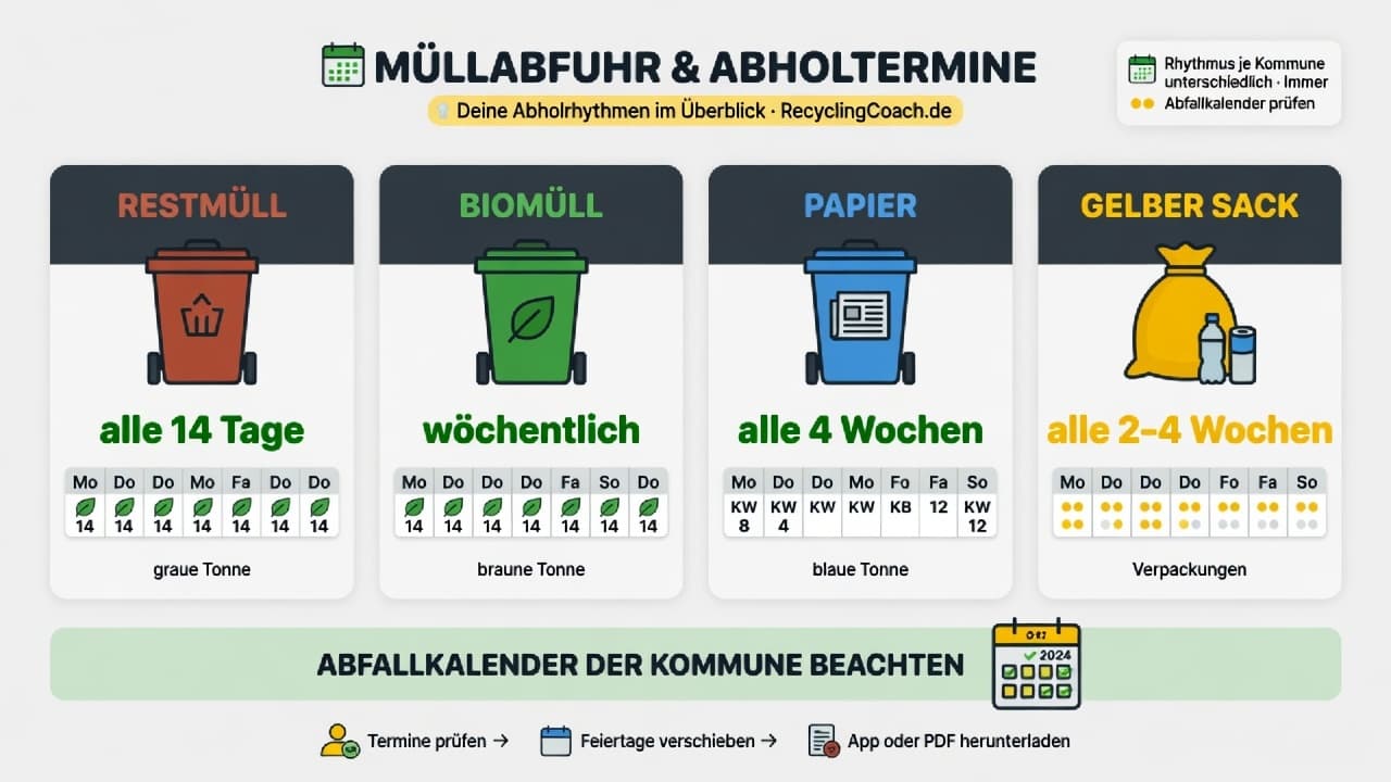 Infografik: Müllabfuhr-Rhythmen der verschiedenen Tonnen