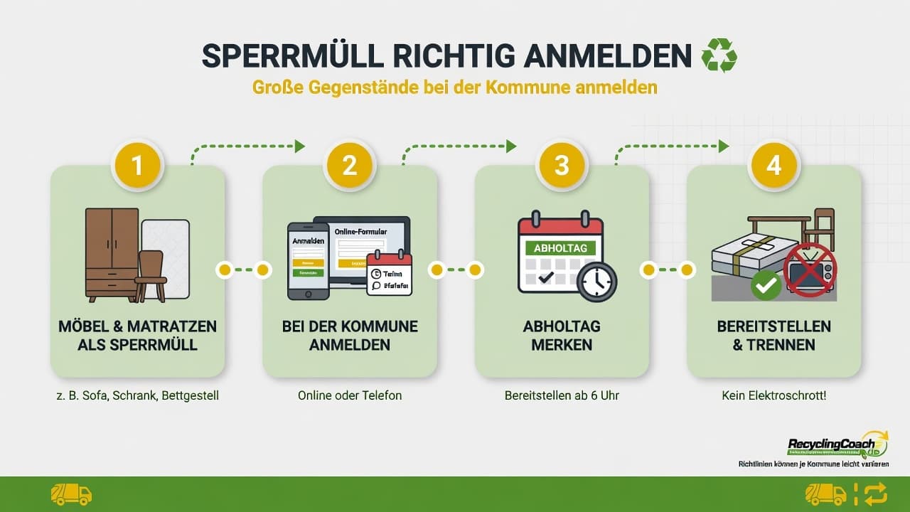 Infografik: Sperrmüll-Anmeldung in 4 Schritten