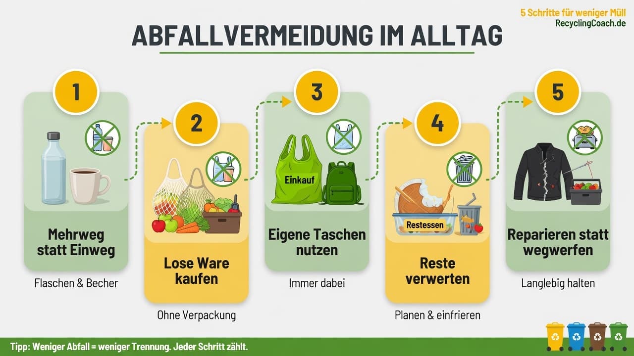 Infografik: 5 Tipps zur Abfallvermeidung