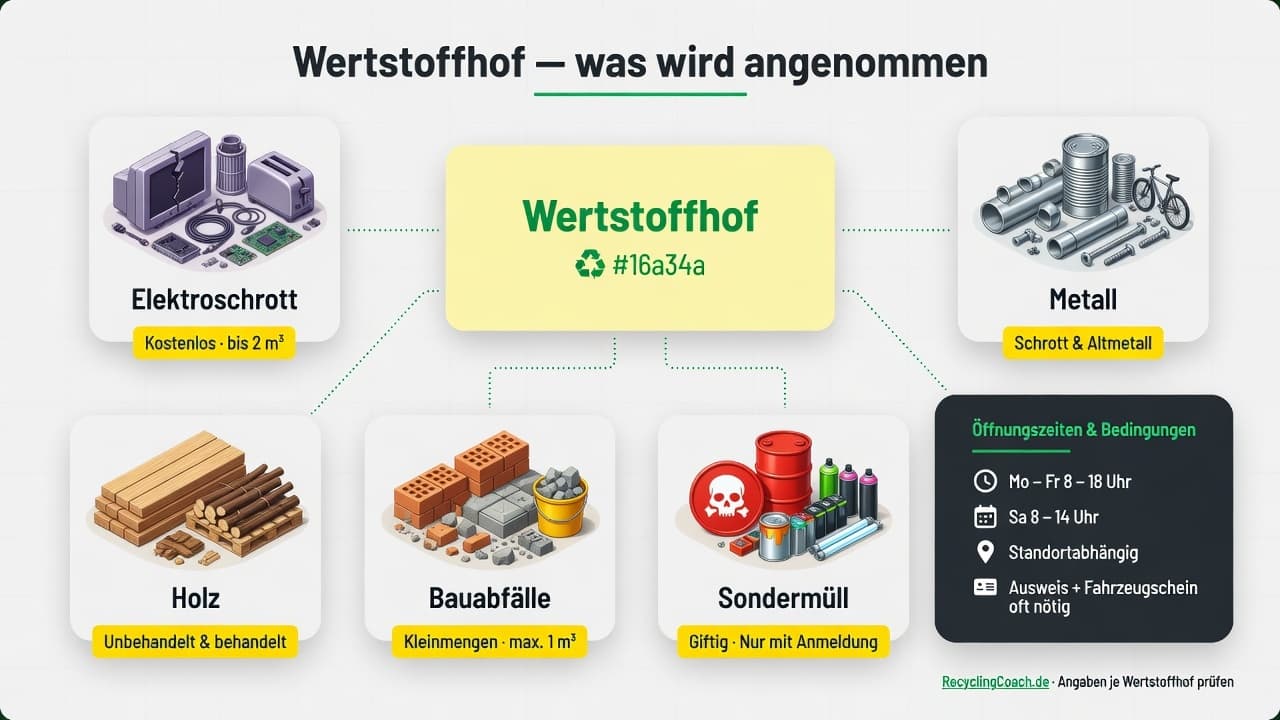 Infografik: Wertstoffhof — typische Annahme und Vorbereitung