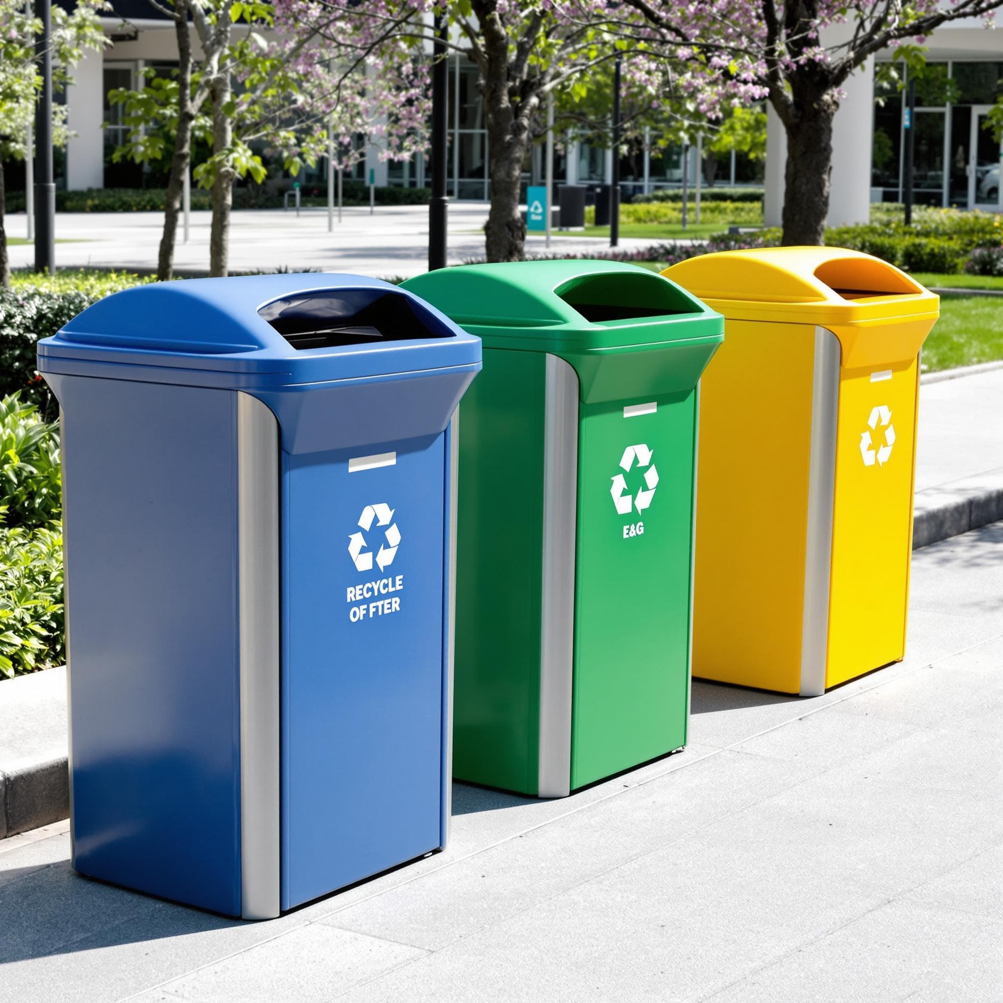 Öffentliche Recyclingbehälter in einem städtischen Umfeld