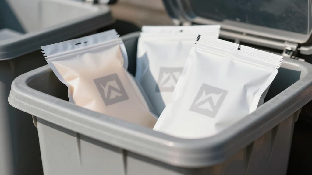 Nahaufnahme verschiedener Verpackungsmaterialien mit unscharfen Symbolen