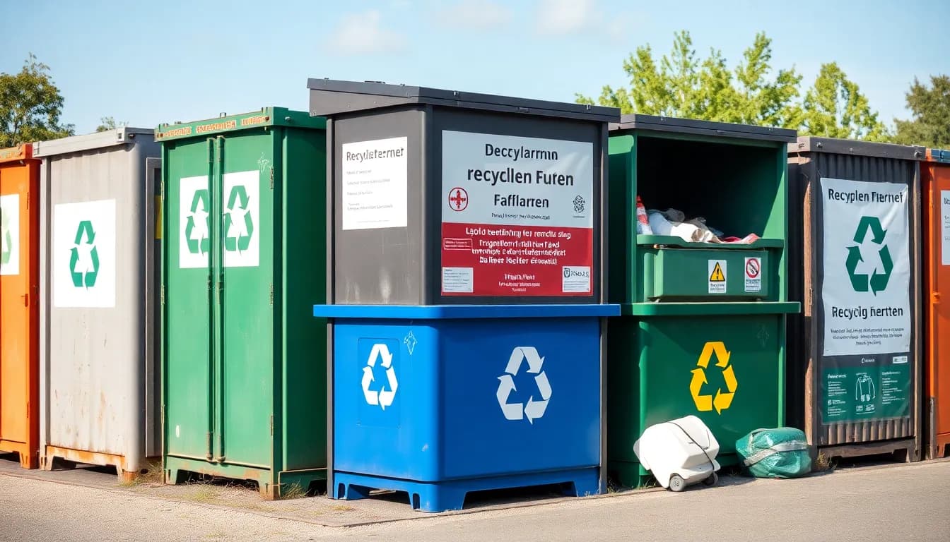 Verschiedene Abfallarten am Wertstoffhof in Borken