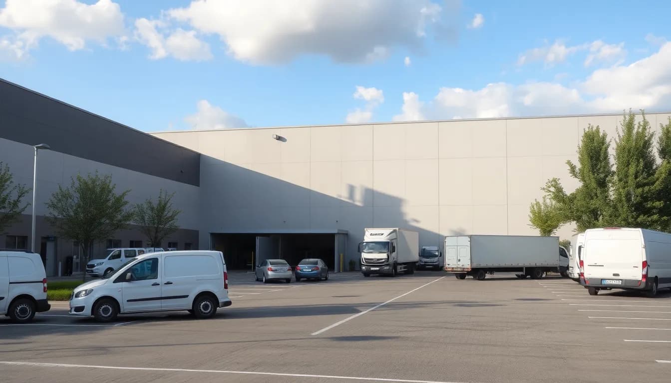 Parkplatz und Eingangsbereich eines Wertstoffhofs in Dresden