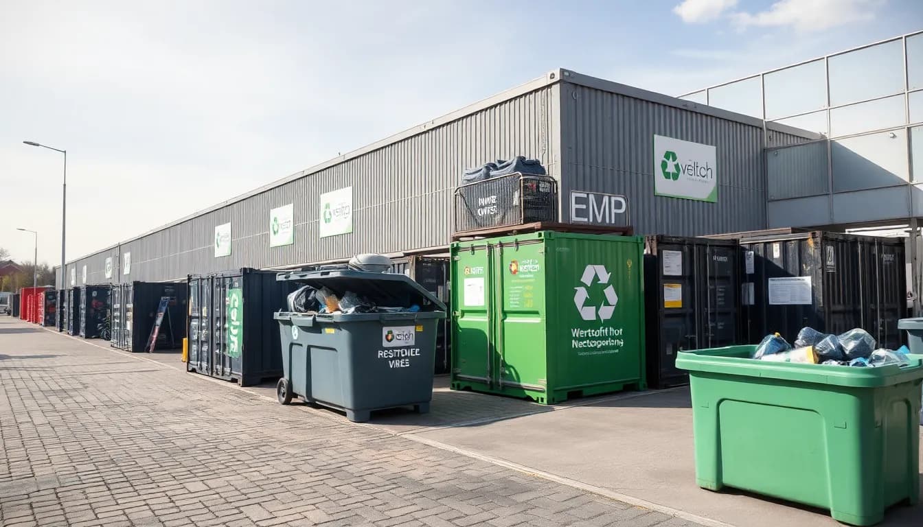 Wertstoffhof in Dresden mit Containern und Entsorgungsbereich
