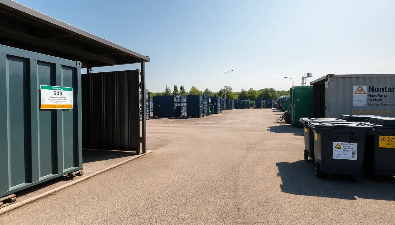 Öffnungszeiten-Schild an einem Wertstoffhof in Göppingen