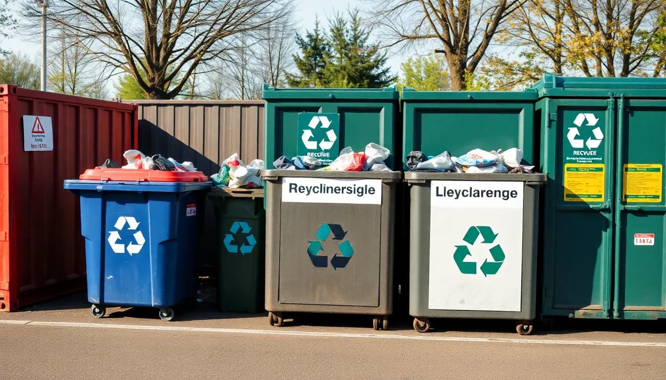 Verschiedene Abfallarten am Wertstoffhof in Hanau