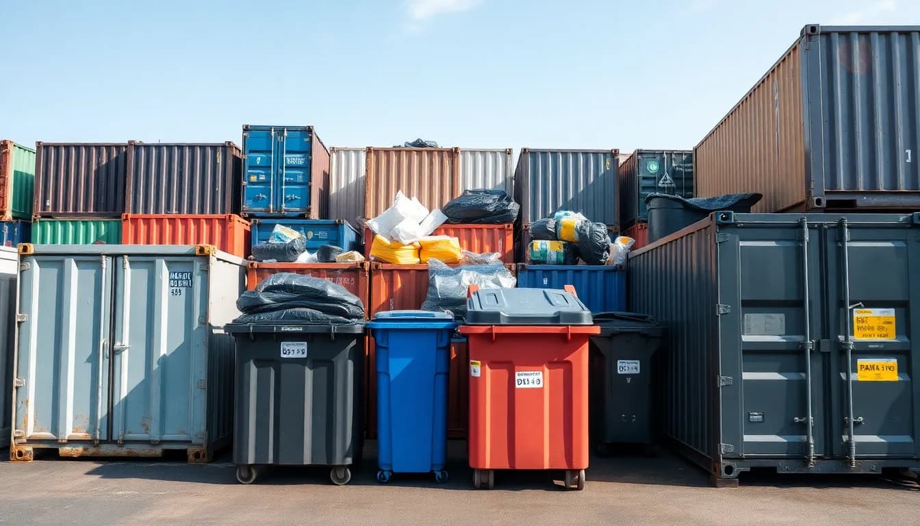 Recycling-Container auf einem Wertstoffhof in Leipzig