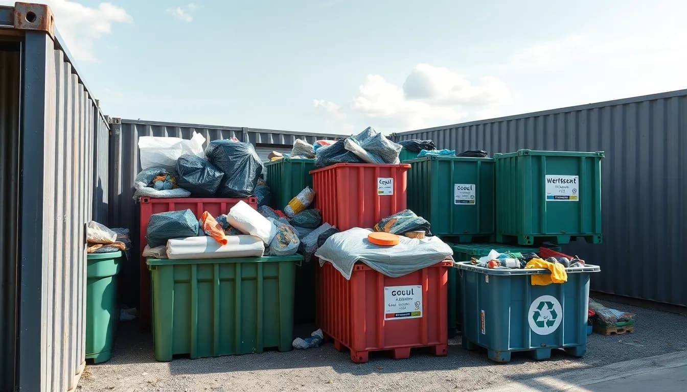 Sortierbereich für verschiedene Abfallarten auf einem Wertstoffhof in Leipzig