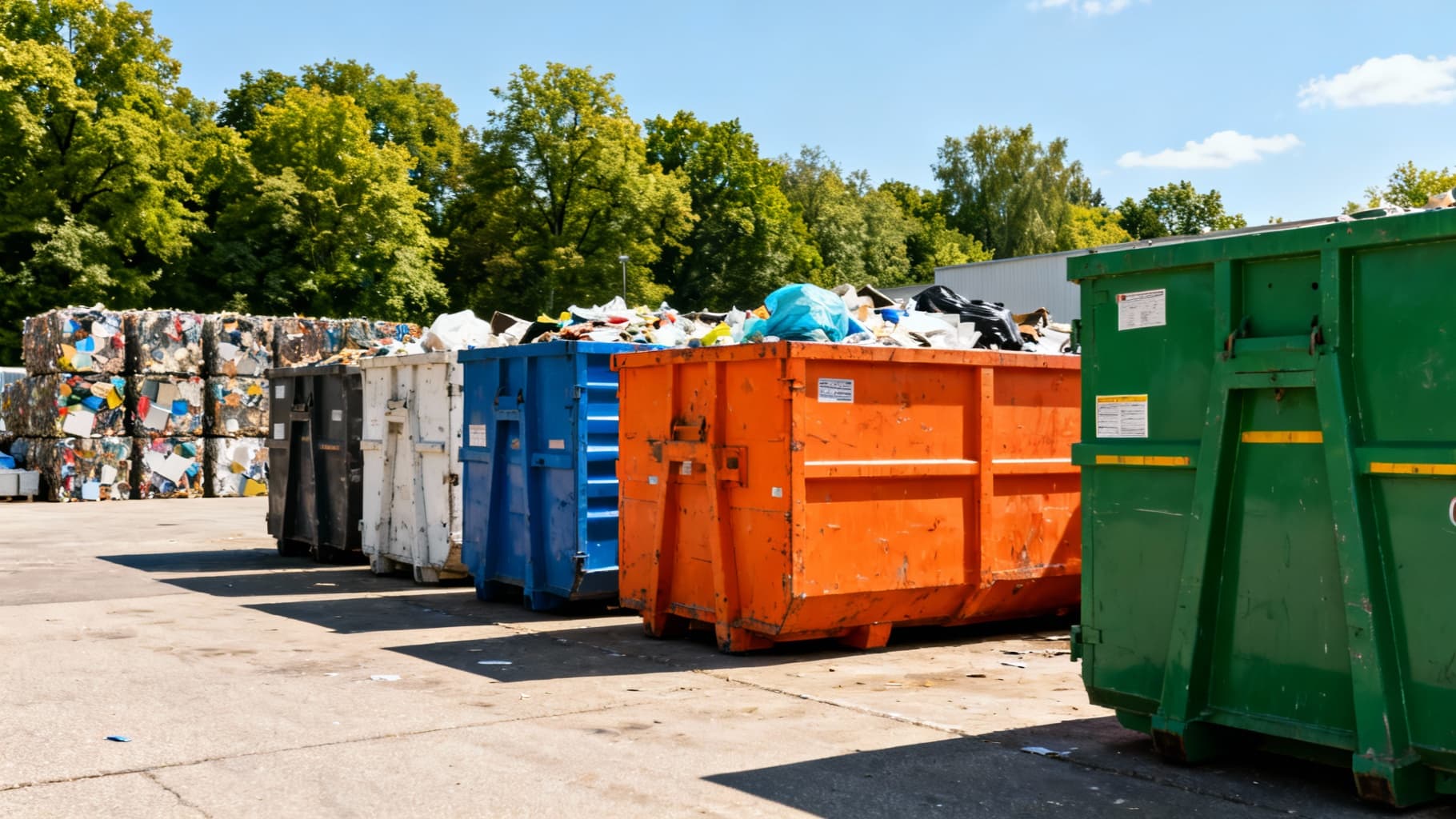 Recycling-Container auf einem Wertstoffhof in München