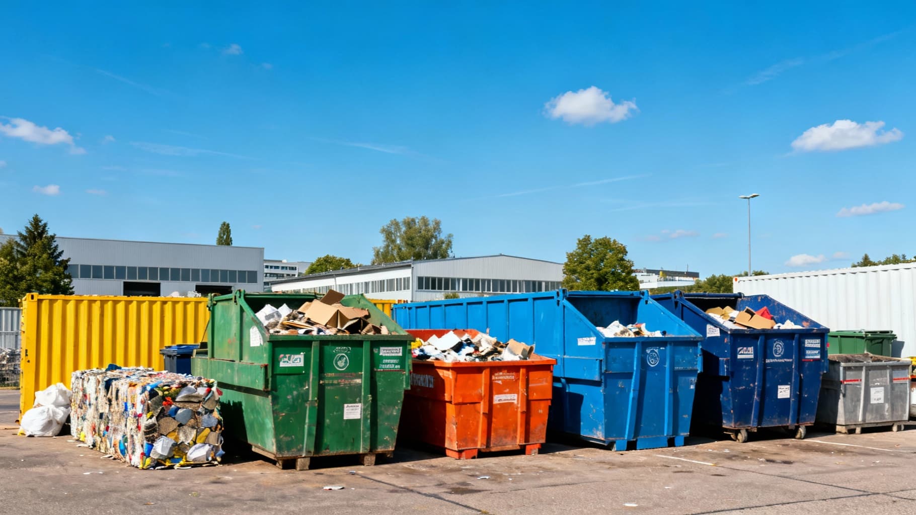 Sortierbereich für verschiedene Abfallarten auf einem Wertstoffhof in München