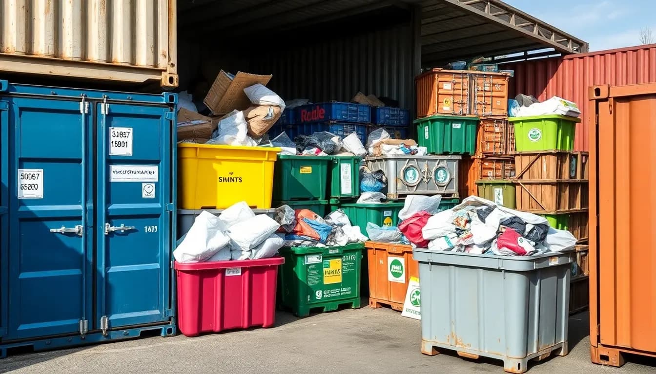 Sortierbereich für verschiedene Abfallarten auf einem Wertstoffhof in Nürnberg